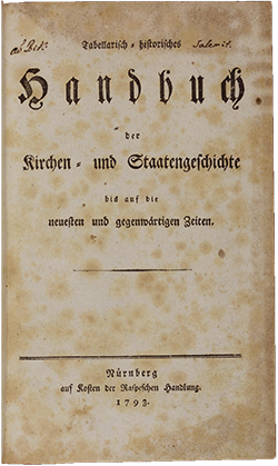 Link zum Digitalisat Titelseite des Tabellarisch-historischen Handbuchs